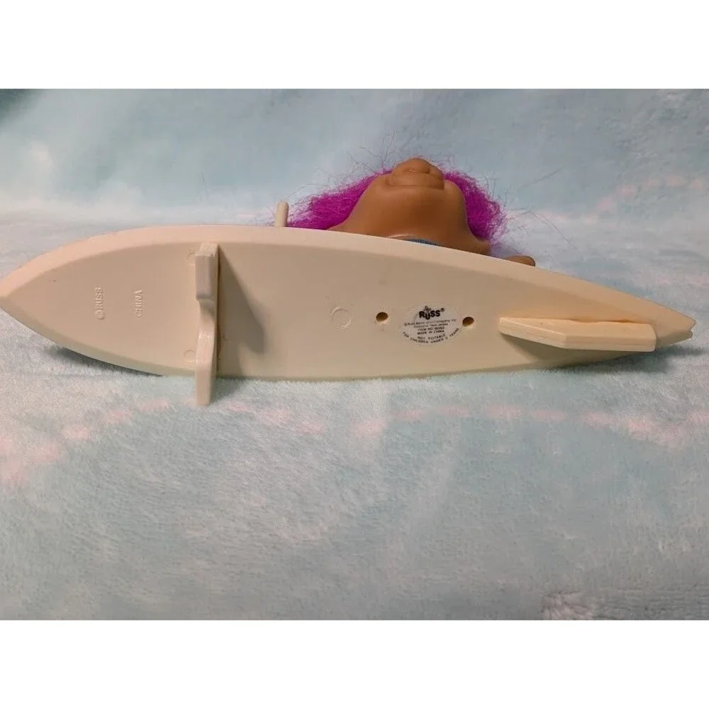 Vintage Troll Doll 3” RUSS Windsurfing Pink Hair With Surfboard #18353 - Picture 4 of 4